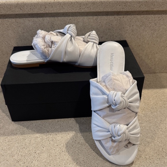 Mara & Mine Shoes - Mara & Mine Isabelle Leather Slide Knotted Slide White Leather Size 8
